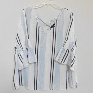 Lane Bryant Striped Ruffle Sleeve Blouse 22/24